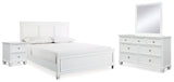 Fortman White King Panel Bed, Dresser, Mirror and Nightstand from Ashley - Luna Furniture