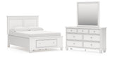 Fortman Full Panel Storage Bed with Mirrored Dresser in White from Ashley - Luna Furniture