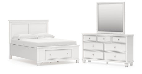 Fortman Full Panel Storage Bed with Mirrored Dresser in White from Ashley - Luna Furniture