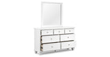 Fortman California King Panel Bed with Mirrored Dresser, Chest and 2 Nightstands in White from Ashley Furniture - Luna Furniture