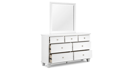 Fortman California King Panel Bed with Mirrored Dresser, Chest and 2 Nightstands in White from Ashley - Luna Furniture
