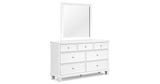 Fortman California King Panel Bed with Mirrored Dresser in White from Ashley Furniture - Luna Furniture