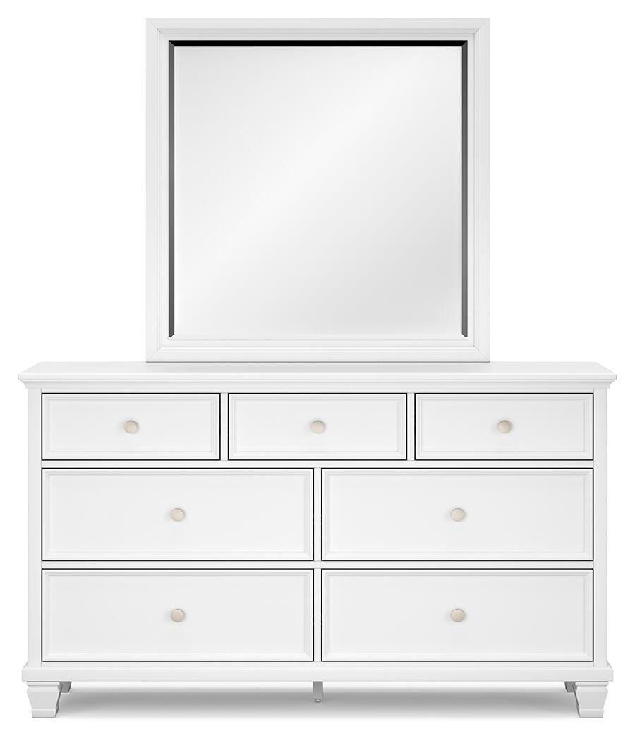Fortman White King Panel Bed, Dresser, Mirror and Nightstand from Ashley - Luna Furniture