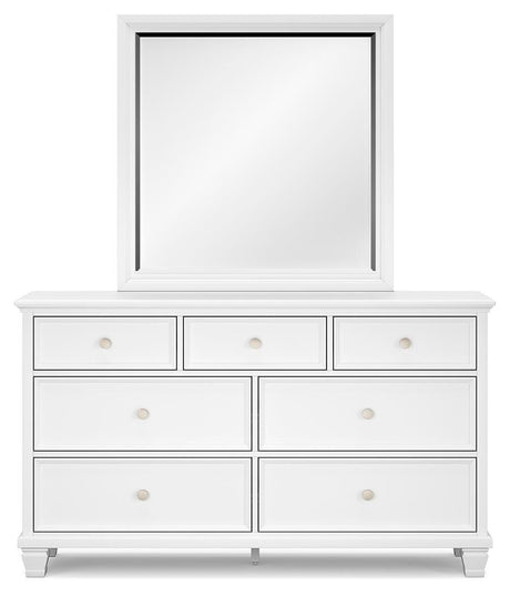 Fortman White King Panel Bed, Dresser, Mirror and Nightstand from Ashley - Luna Furniture