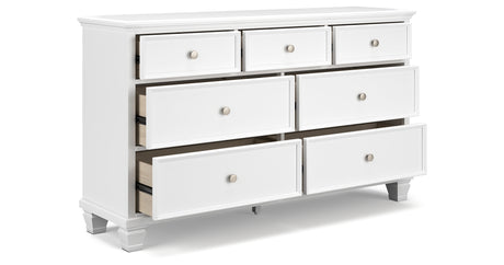 Fortman Twin Panel Storage Bed with Dresser in White from Ashley - Luna Furniture