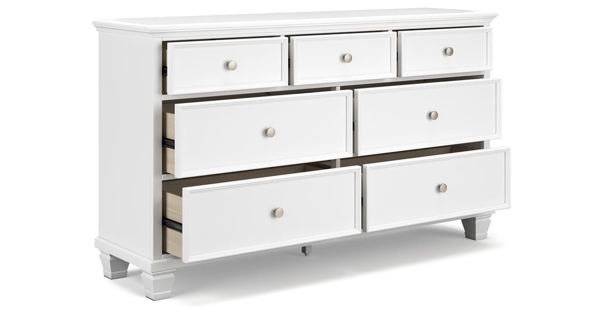 Fortman Queen Panel Storage Bed with Dresser and Chest in White from Ashley Furniture - Luna Furniture