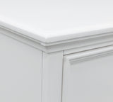 Fortman Queen Panel Bed with Mirrored Dresser and Chest in White from Ashley Furniture - Luna Furniture