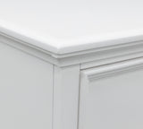Fortman Queen Panel Bed with Mirrored Dresser and Chest in White from Ashley Furniture - Luna Furniture