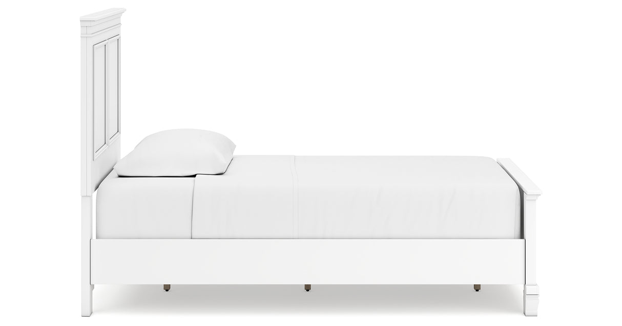 Fortman Twin Panel Bed with Mirrored Dresser and Chest in White from Ashley Furniture - Luna Furniture
