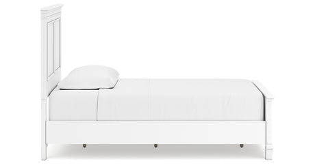 Fortman Twin Panel Bed with Mirrored Dresser and 2 Nightstands in White from Ashley - Luna Furniture