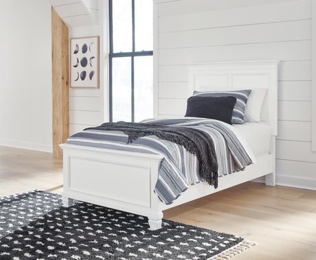 Fortman White Twin Panel Bed from Ashley - Luna Furniture