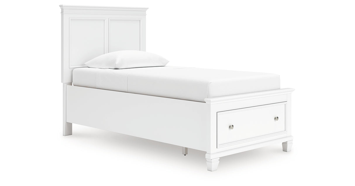 Fortman White Twin Panel Storage Bed with Mirrored Dresser and Nightstand from Ashley - Luna Furniture
