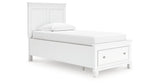 Fortman Twin Panel Storage Bed with Mirrored Dresser in White from Ashley - Luna Furniture