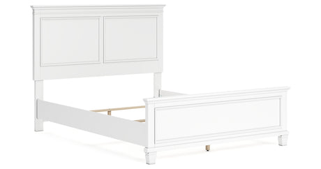 Fortman Queen Panel Bed with Mirrored Dresser and 2 Nightstands in White from Ashley - Luna Furniture
