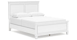 Fortman Queen Panel Bed with Mirrored Dresser and Chest in White from Ashley Furniture - Luna Furniture
