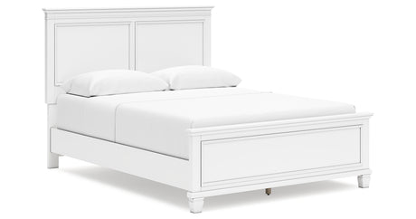 Fortman Queen Panel Bed with Mirrored Dresser and 2 Nightstands in White from Ashley - Luna Furniture