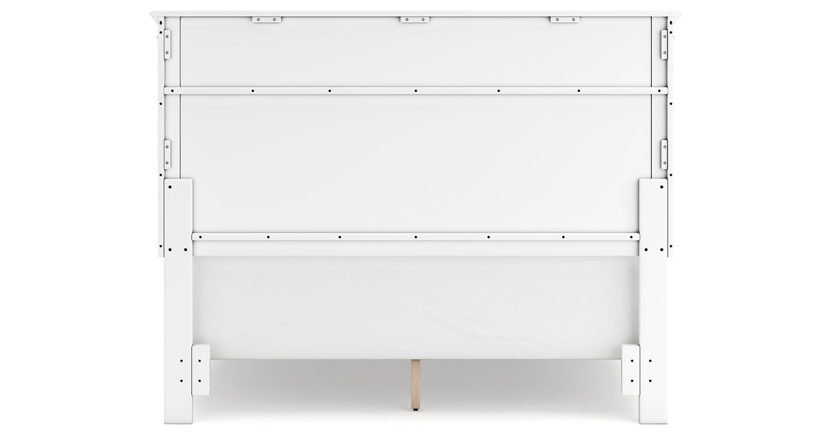 Fortman Queen Panel Bed with Mirrored Dresser and Chest in White from Ashley Furniture - Luna Furniture