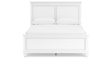 Fortman Queen Panel Bed with Mirrored Dresser and Chest in White from Ashley Furniture - Luna Furniture