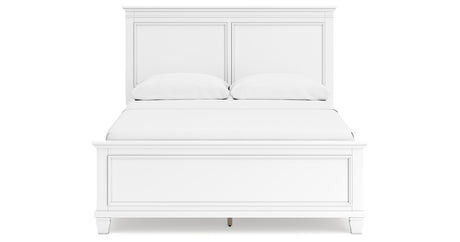 Fortman Queen Panel Bed with Mirrored Dresser and 2 Nightstands in White from Ashley - Luna Furniture