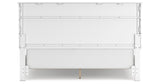 Fortman California King Panel Bed with Mirrored Dresser and Chest in White from Ashley Furniture - Luna Furniture