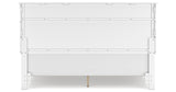Fortman King Panel Bed with Mirrored Dresser and Chest in White from Ashley Furniture - Luna Furniture