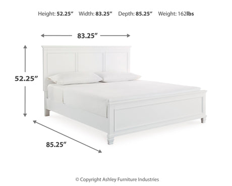 Fortman King Panel Bed with Mirrored Dresser, Chest and 2 Nightstands in White from Ashley - Luna Furniture