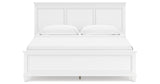 Fortman King Panel Bed with Mirrored Dresser and 2 Nightstands in White from Ashley Furniture - Luna Furniture