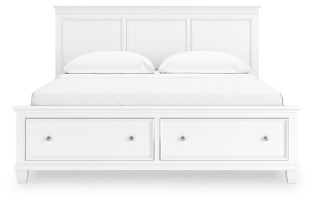 Fortman White California King Panel Storage Bed from Ashley Furniture - Luna Furniture