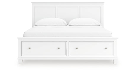 Fortman California King Panel Storage Bed with Dresser and Nightstand in White from Ashley - Luna Furniture