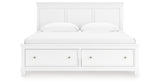 Fortman King Panel Storage Bed with Mirrored Dresser and Nightstand in White from Ashley Furniture - Luna Furniture