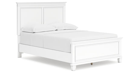 Fortman Full Panel Bed with Mirrored Dresser and 2 Nightstands in White from Ashley - Luna Furniture