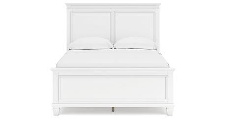 Fortman Full Panel Bed with Mirrored Dresser and 2 Nightstands in White from Ashley - Luna Furniture