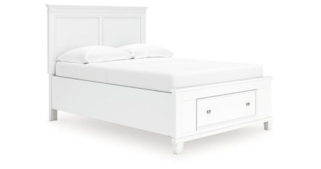 Fortman Full Panel Storage Bed with Mirrored Dresser and Nightstand in White from Ashley - Luna Furniture