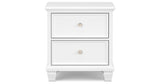 Fortman King Panel Bed with Mirrored Dresser and 2 Nightstands in White from Ashley Furniture - Luna Furniture