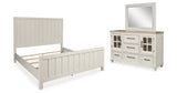 Shaybrock King Panel Bed with Mirrored Dresser in Antique White from Ashley Furniture - Luna Furniture