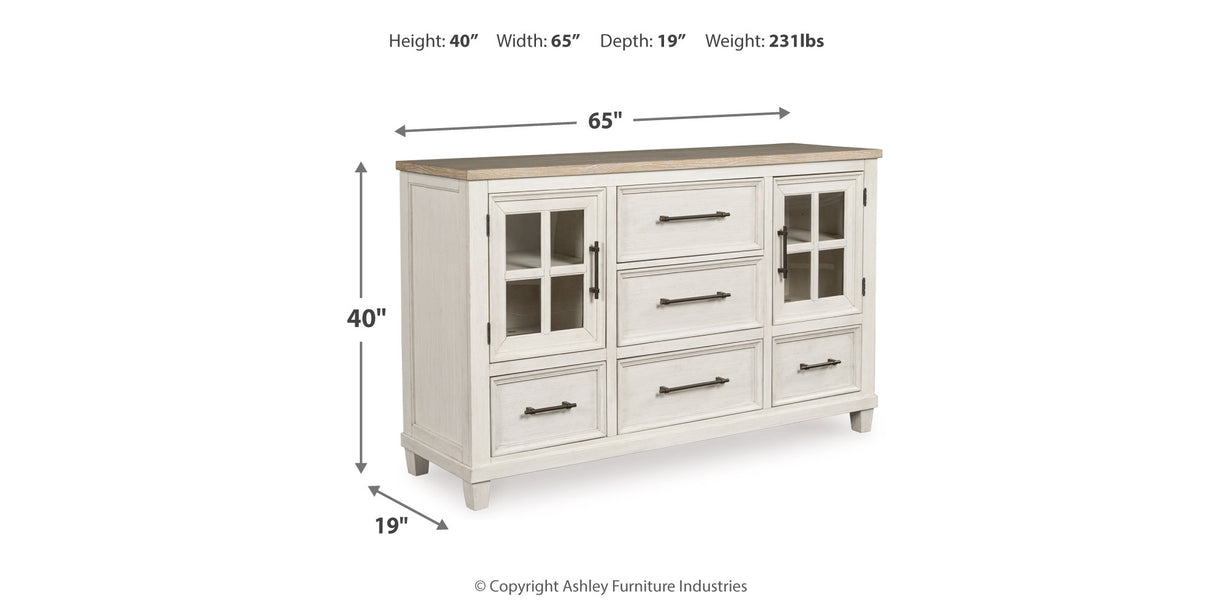 Shaybrock King Panel Bed with Dresser and 2 Nightstands in Antique White from Ashley - Luna Furniture