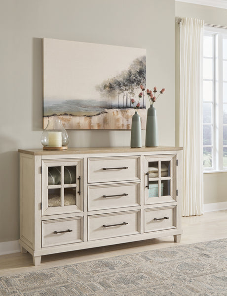 Shaybrock Antique White/Brown Dresser from Ashley Furniture - Luna Furniture