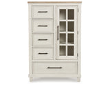 Shaybrock King Panel Bed with Mirrored Dresser, Chest and 2 Nightstands in Antique White from Ashley - Luna Furniture