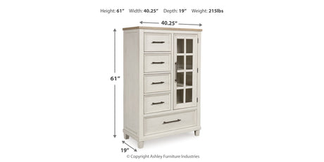 Shaybrock King Panel Bed with Mirrored Dresser and Chest in Antique White from Ashley Furniture - Luna Furniture