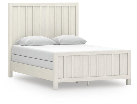 Shaybrock Antiqued White and Light Gray Wood Queen Panel Bed, Dresser, Mirror and Nightstand from Ashley - Luna Furniture