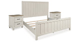 Shaybrock California King Panel Bed with 2 Nightstands in Antique White from Ashley - Luna Furniture