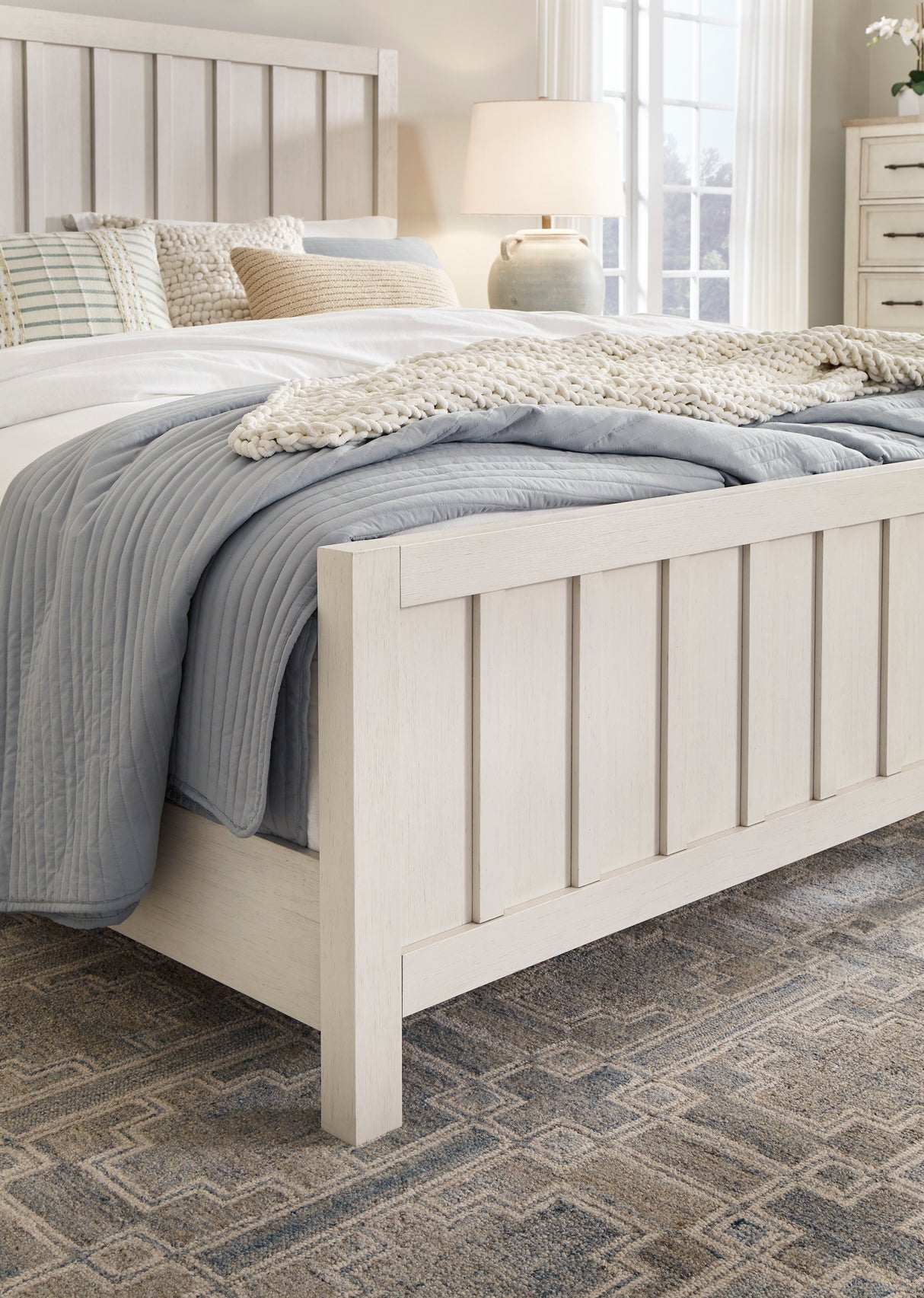 Shaybrock Antique White King Panel Bed from Ashley - Luna Furniture