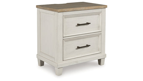Shaybrock Queen Panel Bed with 2 Nightstands in Antique White from Ashley Furniture - Luna Furniture