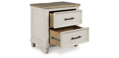 Shaybrock King Panel Bed with 2 Nightstands in Antique White from Ashley Furniture - Luna Furniture