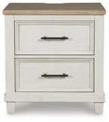 Shaybrock Antiqued White and Light Gray Wood Queen Panel Bed, Dresser, Mirror and Nightstand from Ashley - Luna Furniture