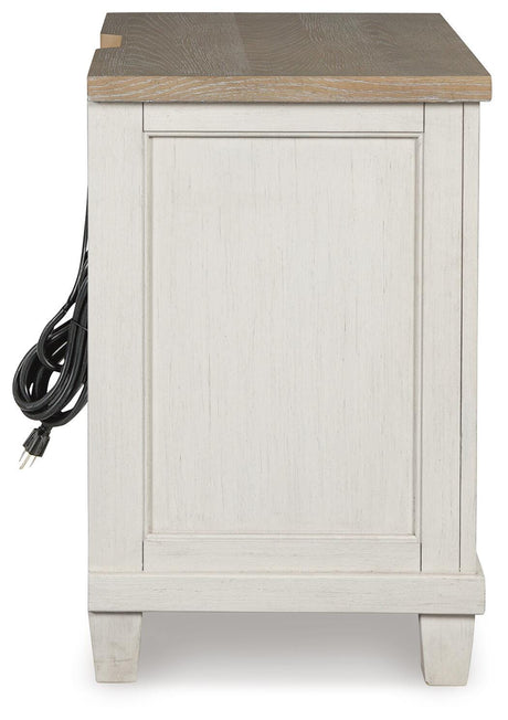 Shaybrock Antiqued White and Light Gray Wood Queen Panel Bed, Dresser, Mirror and Nightstand from Ashley - Luna Furniture
