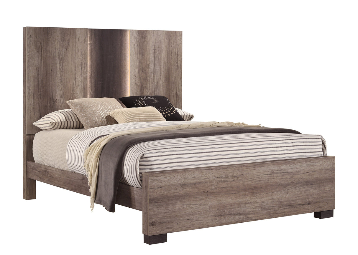 Rangley Brown Queen LED Panel Bed from Crown Mark - Luna Furniture