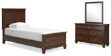 Danabrin Brown Twin Panel Bed with Mirrored Dresser from Ashley Furniture - Luna Furniture