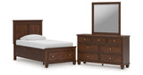 Danabrin Twin Panel Storage Bed with Mirrored Dresser in Brown from Ashley Furniture - Luna Furniture