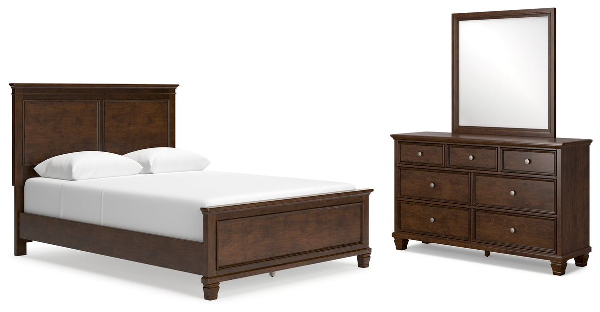 Danabrin Brown Queen Panel Bed with Mirrored Dresser from Ashley Furniture - Luna Furniture
